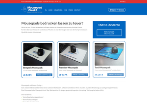 Screenshot der Shop-Webseite von Mousepad-Direkt