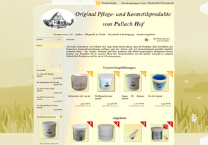 Screenshot der Shop-Webseite von Pullach-Hof.de