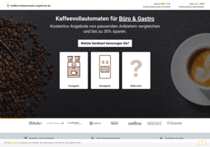 Screenshot der Shop-Webseite von Kaffeevollautomaten-Angebote.de