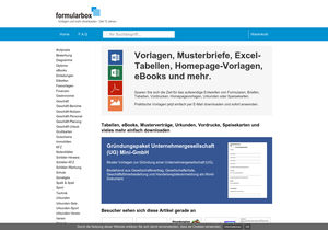 Screenshot der Shop-Webseite von formularbox.de