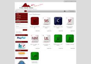 Screenshot der Shop-Webseite von Find your peak
