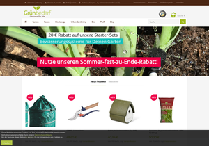 Screenshot der Shop-Webseite von Grünbedarf