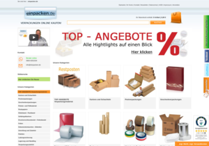 Screenshot der Shop-Webseite von einpacken.de