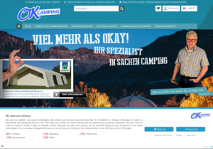 Screenshot der Shop-Webseite von OK Camping Online-Versand