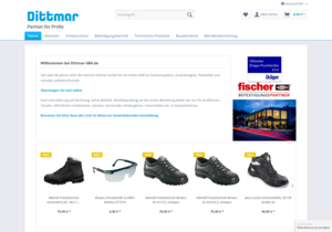 Screenshot der Shop-Webseite von Dittmar - SBA