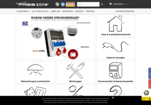 Screenshot der Shop-Webseite von Preis-zone