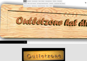 Screenshot der Shop-Webseite von outletzone
