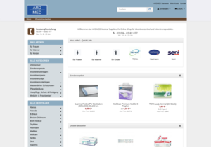 Screenshot der Shop-Webseite von ARDMED Medical Supplies