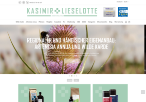 Screenshot der Shop-Webseite von Kasimir & Lieselotte