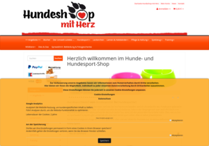 Screenshot der Shop-Webseite von hundeshop-mit-herz.de