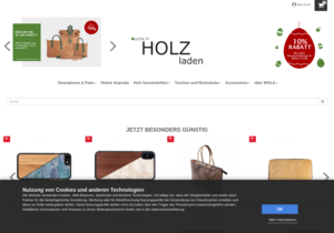 Screenshot der Shop-Webseite von wola-holz-laden