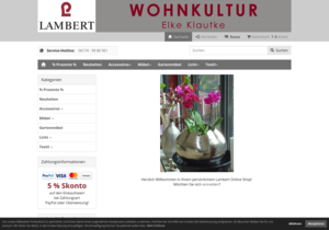 Screenshot der Shop-Webseite von klautke-wohnkultur