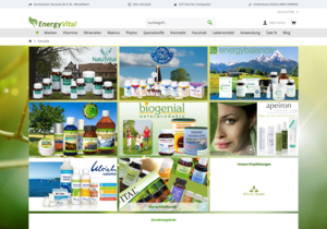 Screenshot der Shop-Webseite von Energyvital