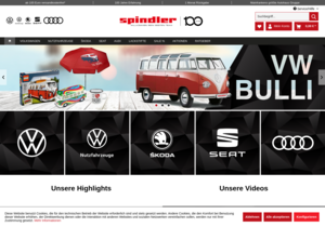 Screenshot der Shop-Webseite von Spindler