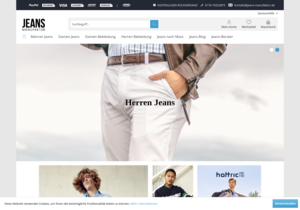 Screenshot der Shop-Webseite von Jeans-Manufaktur