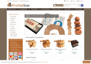 Screenshot der Shop-Webseite von knobelbox