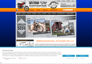 Screenshot der Shop-Webseite von zweiradteile-shop