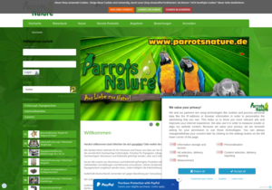 Screenshot der Shop-Webseite von parrotsnature.de