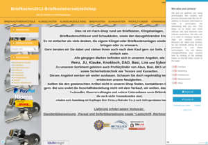 Screenshot der Shop-Webseite von briefkasten2012