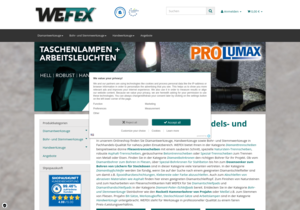 Screenshot der Shop-Webseite von WEFEX®