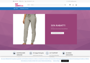 Screenshot der Shop-Webseite von Zarata