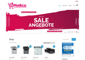 Screenshot der Shop-Webseite von miniriese