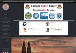 Screenshot der Shop-Webseite von Cologne Outlet Center