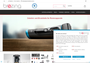 Screenshot der Shop-Webseite von brezing
