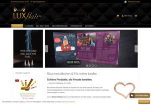 Screenshot der Shop-Webseite von Luxflair