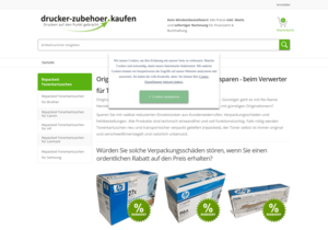 Screenshot der Shop-Webseite von drucker-zubehoer.kaufen