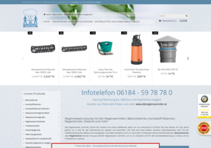 Screenshot der Shop-Webseite von Die Regensammler