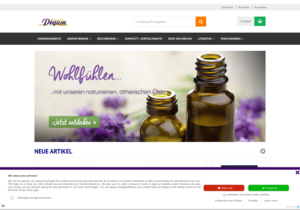 Screenshot der Shop-Webseite von Pegam Ätherische Öle