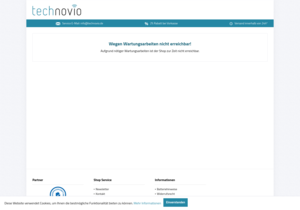 Screenshot der Shop-Webseite von technovio