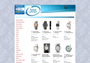 Screenshot der Shop-Webseite von Toms-Uhren