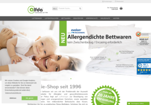 Screenshot der Shop-Webseite von allergiker-shop-alfda