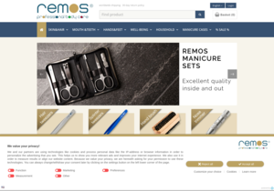 Screenshot der Shop-Webseite von remos