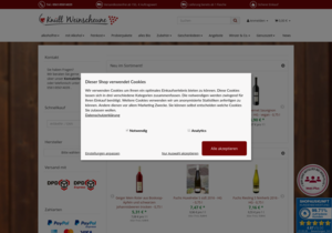 Screenshot der Shop-Webseite von Knüll-Weinscheune