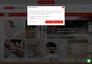 Screenshot der Shop-Webseite von Zero-Dust
