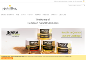 Screenshot der Shop-Webseite von Namibian-Naturals