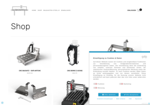Screenshot der Shop-Webseite von CNC-BAUSATZ