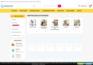 Screenshot der Shop-Webseite von Raus24.de