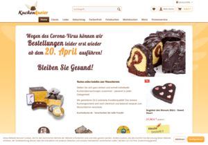 Screenshot der Shop-Webseite von Kuchenkurier