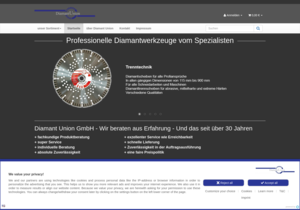 Screenshot der Shop-Webseite von Diamant Union GmbH