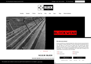 Screenshot der Shop-Webseite von N.O.S.W. BLOCK