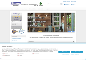 Screenshot der Shop-Webseite von Elting