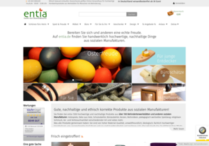 Screenshot der Shop-Webseite von entia