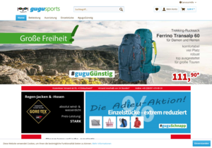 Screenshot der Shop-Webseite von gugusports
