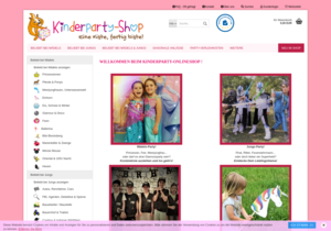 Screenshot der Shop-Webseite von Kinderparty-Onlineshop.de
