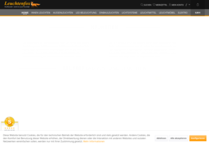 Screenshot der Shop-Webseite von Leuchtenfox
