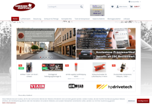 Screenshot der Shop-Webseite von Airride-Supplies